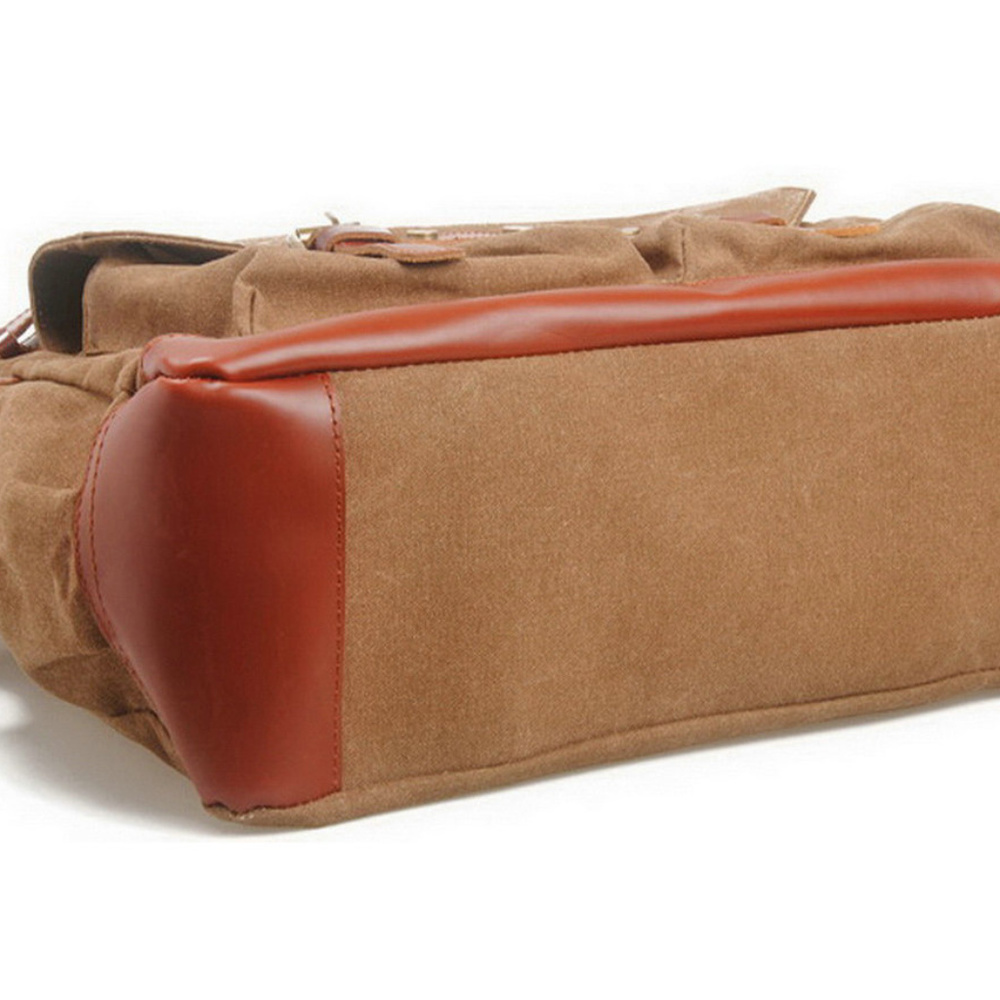 * Sale * - Small Canvas GYM Bag Duffle Bag Overnight Bag Tote Bag w Real Leather - Picture 7 of 8